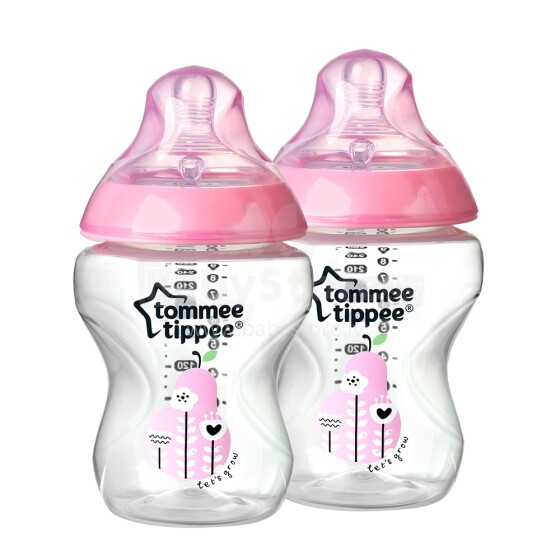 TOMMEE TIPPEE Closer To Nature pudelīte (2X260 ml) rozā