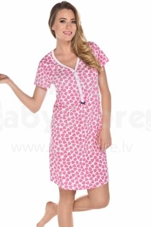Italijos mados „Amor Pink Col. 86271“ medvilniniai naktiniai marškiniai nėščioms moterims / mityba