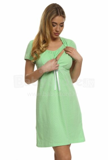 Italijos mados „Radosc Green“ dizainas. 86279 Motinystės / maitinančio medvilnės naktiniai marškiniai