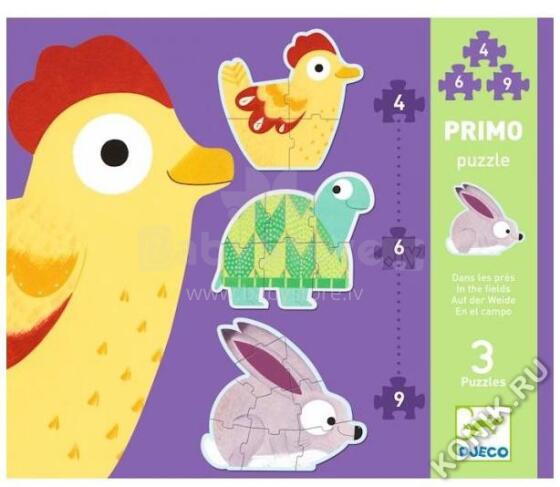 Djeco Puzzle Primo Art.DJ07142 Progresīvā puzle –Dzīve laukos (4, 6 un 9 gab.)
