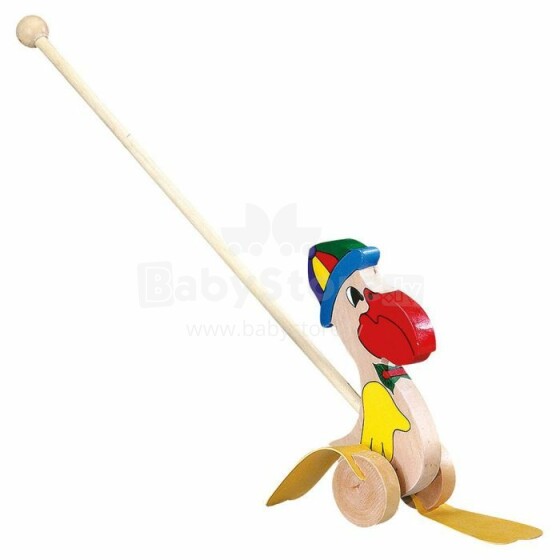 Bino Push-along animal Antonio Pelican Art.81568 Koka stumjamā rotaļlieta
