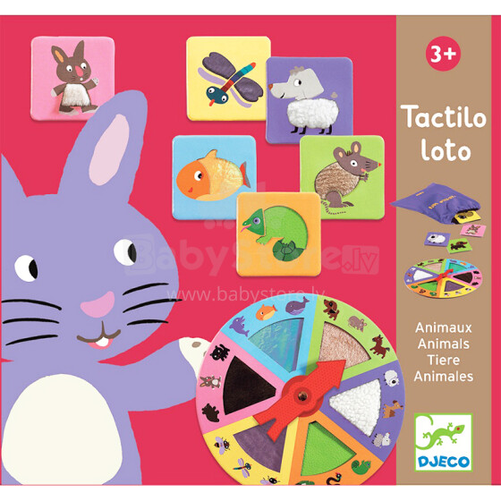 Djeco Tactilo Lotto Animals Art.DJ08129 Attīstoša  spēle lotto-Dzīvnieki