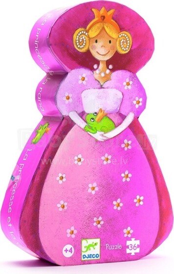 „Djeco Puzzle Princess“ prekės ženklas. DJ07221 Siluetinis galvosūkis-princesė ir varlė