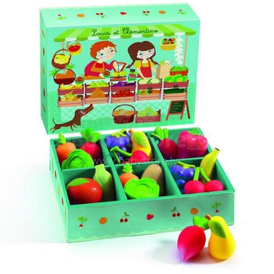Djeco Fruits  Art.DJ06621 Набор для сюжетно-ролевой игры -Овощная лавка 