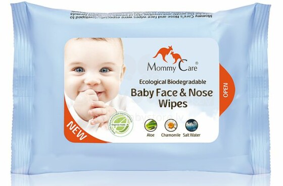 „Mommy Care Art.8000059“ nosies ir veido valymo servetėlės vaikams, 24 vnt.