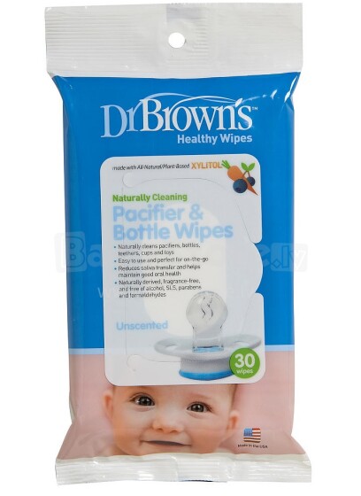 Dr.Browns Wipes Bottle Art.HG040-P2 drėgnos servetėlės masalams ir buteliams valyti, 30vnt.