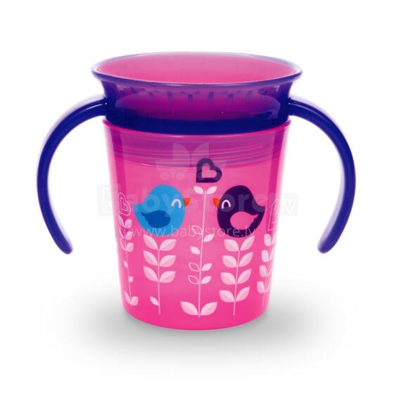 Munchkin Miracle Deco Cup 360° Pink Bird Art.012294 Mācību krūzīte 177ml