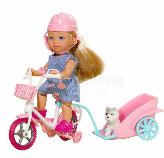 Simba Evi Art. 105730783 Lėlė vaikšto dviračiu su šunimi