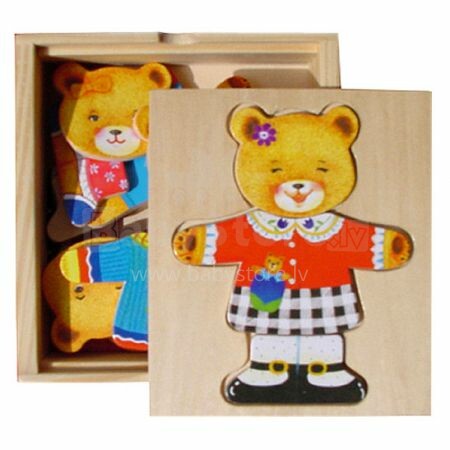 Brimarex 3415 Koka puzle Rotaļlieta Ģērbjam lāčus