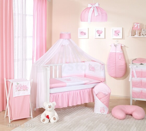 Mamo Tato Owl Col.Pink Комплект детского постельного белья из 11 частей (60/100x135)