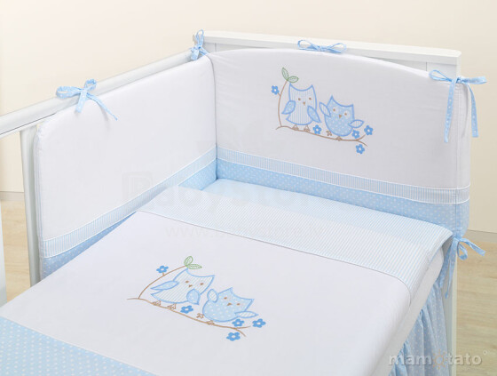 Mamo Tato Olws Col.Blue Kokvilnas gultas veļas komplekts no 3 daļam (60/100x135 cm)