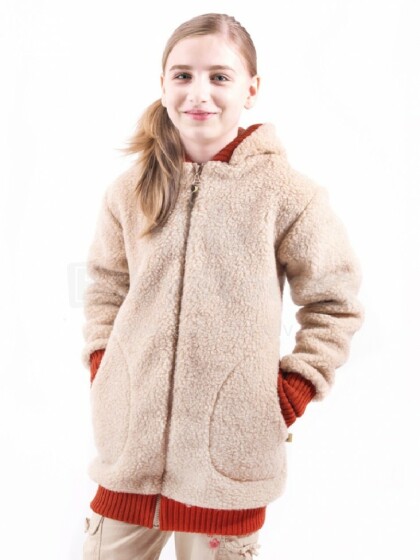 Eco Wool Lena  Art.1234 Bērnu jaka  no merino vilnas ar kapuci (104-152)