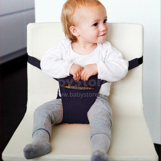 MiniMonkey® Mini Chair Seat Black - easy to clean Мобильный тканевый стульчик для кормления, Сидение Трансформер