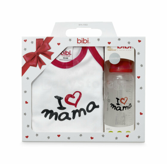 Bibi Baby Set Art.112516 Bib Mama Dāvanu komplekts bodijs ar īsām piedurknēm+pretkoliku pudelīte 250 ml.