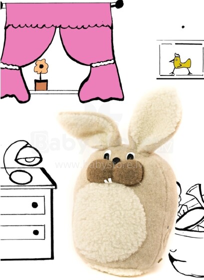 Eco Wool Bunny  Art.1421 Col.Beige Mīkstā rotaļlieta - spilvens no dabiskas vilnas 