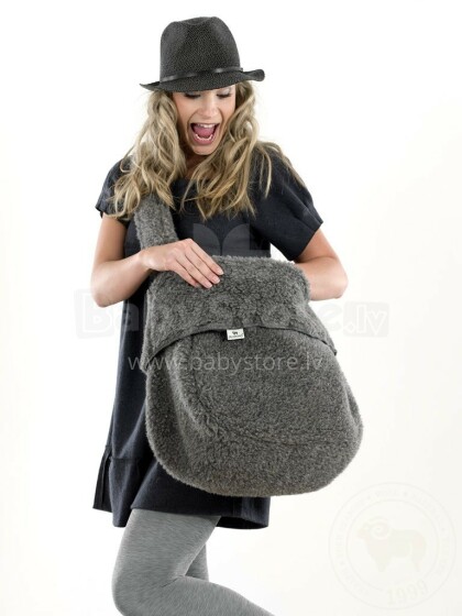 Eco Wool Ladies Bag Art.7401 Col.Graphite Стильная сумка из натуральной овчинки