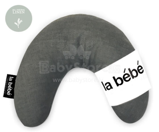 La Bebe™ Mimi Pillow Art.78704 Linen Grey Atbalsta pakaviņš spilventiņš 19x46cm ceļojumiem no dabīga lina