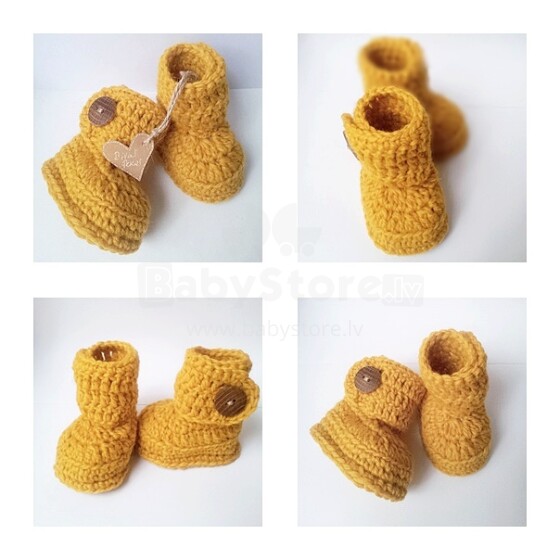 Du rankų darbo megzti „Pekas Eco Wool“ kūdikių bateliai naujagimiams (rankų darbo)