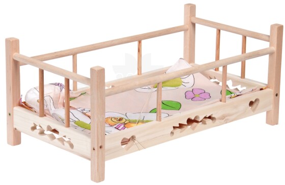 Malimas Art.M-543 Кукольная кроватка деревянная с постельный бельём 26x52cm