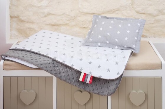 Baby Love Art.84129 Minky Set Комплект белья для коляски - мягкое двухсторонее одеяло-пледик из микрофибры + подушка