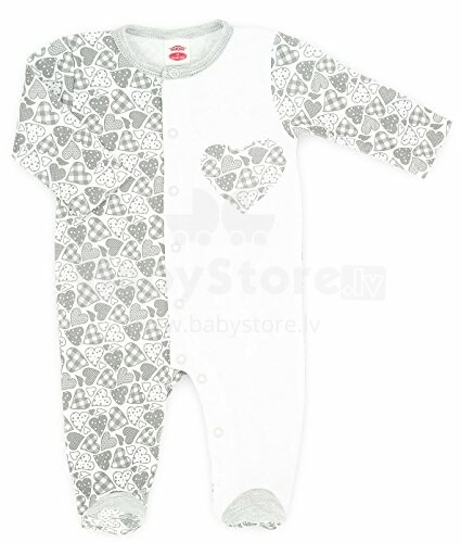 Makoma Art.02123 Grey Hearts Baby medvilninis kombinezonas
