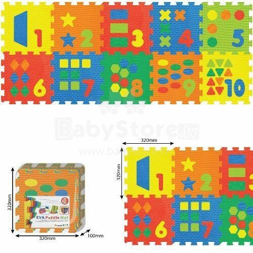„Smily Play Puzzle Art.1022B3“ vaikų daugiafunkcinis grindų kilimėlio galvosūkis Geometrinės formos iš 10 elementų