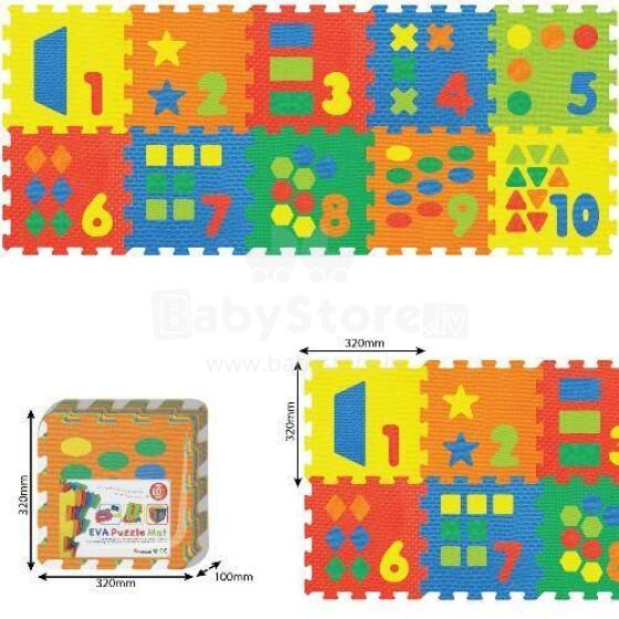 Smily Play Puzzle Art.1022B3 Bērnu daudzfunkcionālais grīdas paklājs puzle Ģemetriskas figūras no 10 elementiem