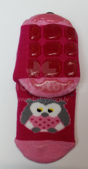 Weri Spezials 22001/2010 Owl pink Bērnu zeķītes ar ABS (neslīpas)