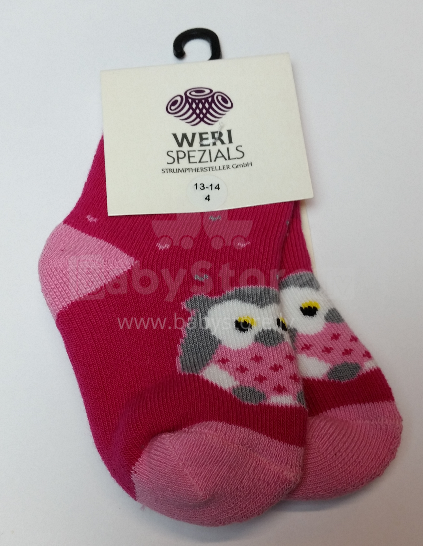 „Weri Spezias“ naujagimio 33387 str. Pelėdos tamsiai rožinės kojinės kilpinės pliušinės