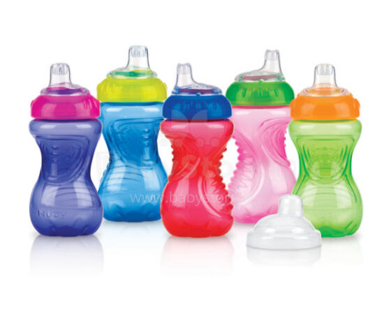 Nuby Art.9648 Sporta krūzīte ar mīkstu silikona snīpi ērtākai dzeršanai, 300 ml