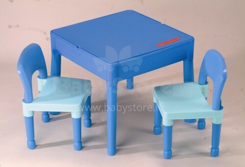 „Tega“ kūdikių pastato komplektas Prekės. MT-003 Mėlynas vaikų rinkinys, stalas + 2 kėdės