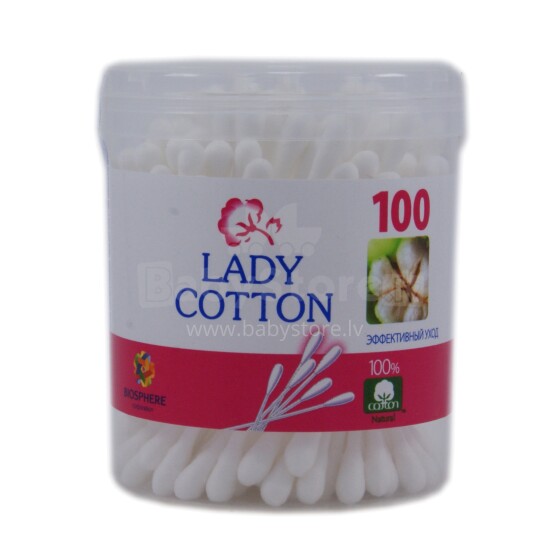 Lady Cotton Art.29100070 Saugūs medvilniniai pumpurai ausims / nosiai 100 vnt.