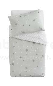 „Doux Nid Parure Little Stars Gris“, 1800053, viršutinė paklodė + pagalvės užvalkalas 100x140 / 60x40 cm