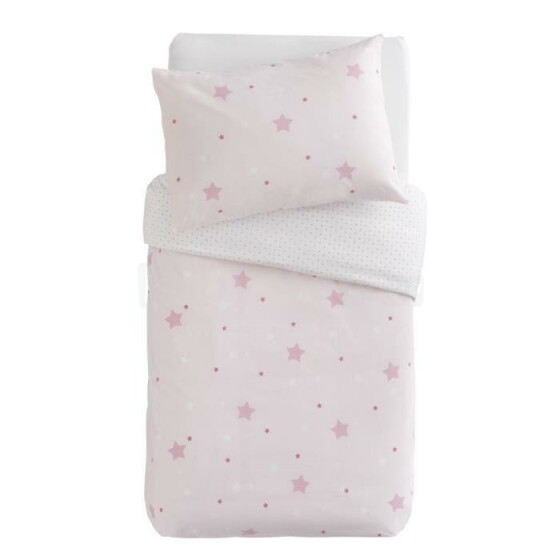 Doux Nid Parure Little Stars Rose 1800054 medvilnės patalynės komplektas iš 2 dalių viršutinio paklodės + pagalvės užvalkalas 100x140 / 60x40 cm