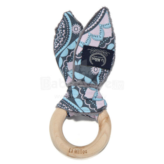 La Millou Art.56970 Woody Bunny - Mosaic-Grey grabulis zaķēns ar koka zobgrauzni