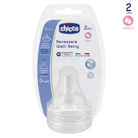 Chicco Art.20823.20 Соска силикон, средн. поток, 2м+ (2 шт.)