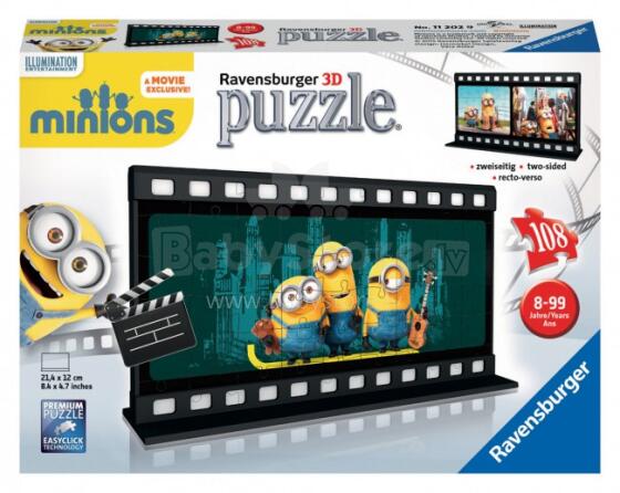 Ravensburger Art.11202  3D Puzzle 3D Minions Puzles, 108 gab.