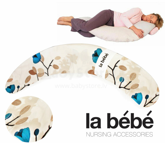 La Bebe™ Pregnancy PIllow Art.31107 Blue flowers Большая подушка для беременных с наполнителем из силиконового синтепона (синтепух,особенно мягкий и т
