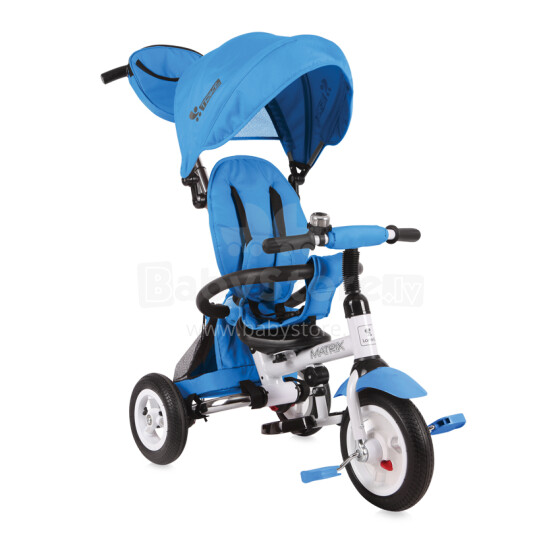 Lorelli&Bertoni Matrix Blue Art.1005032 Детский трехколесный интерактивный велосипед c надувными колёсами, ручкой управления и крышей