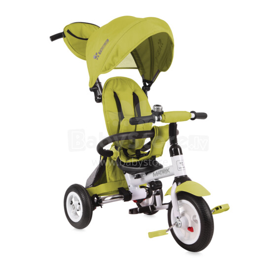 Lorelli&Bertoni Matrix Green Art.1005032 Детский трехколесный интерактивный велосипед c надувными колёсами, ручкой управления и крышей
