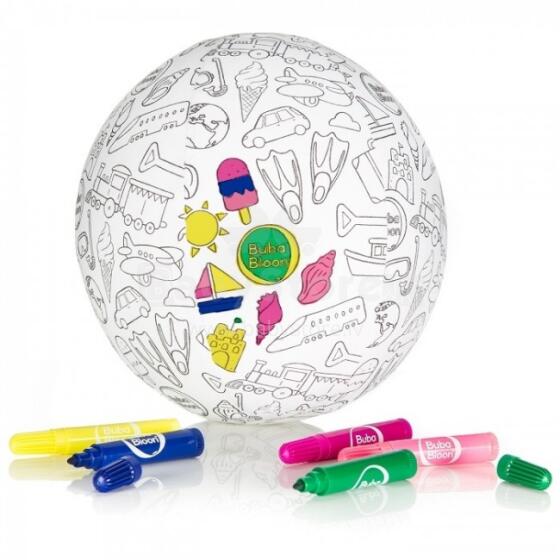 BubaBloon Art.040338 Colour Your Own Lateksa balons ar auduma pārvalku + 4 gab. flomasteri