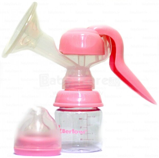 AKUKU A0140 Pink Комплект: Ручной Молокоотсос с силиконовым массажером и с бутылочкой