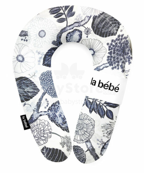 La Bebe™ Snug Cotton Nursing Maternity Pillow Art.8216 Blomma skiss blue Подковка для сна, кормления малыша 20x70cm