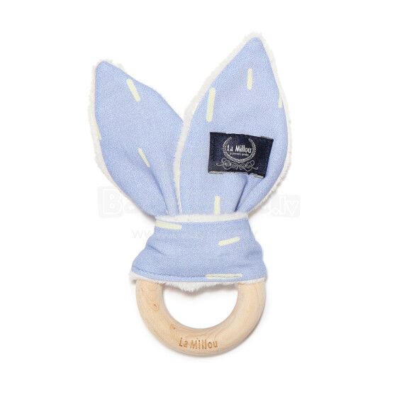 „La Millou“, 91635, Woody Bunny - WOLFIE RAIN - ECRU barškučio kiškis su mediniu dantų krapštuku