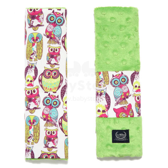 La Millou Art. 91645 Seatbelt Cover WILD OWLS - GREEN Drošības jostas apvalki