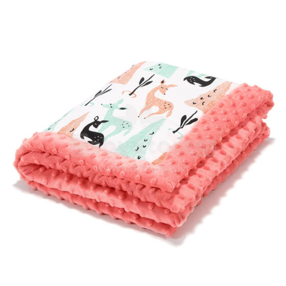 La Millou Art.91646 WHITE BAMBI - CORAL Высококачественное детское двустороннее одеяло (65x75 см) (+/- 2 cm)