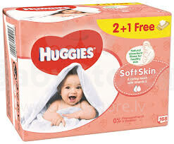Huggies Soft Skin Triplo Art.41550213 Mitrās salvetes 56 gab.x3