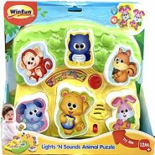 „WinFun“ straipsnis. 0771 „Light N Sounds Animal Puzzle“ edukacinis muzikinis žaislas - galvosūkio gyvūnai su garsu ir šviesa