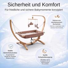 Hammock with Wooden Frame Art.101082 Beige Children's hammock with a wooden frame - an ergonomic hanging lounger 66 x 150 cm for children 3-5 years old