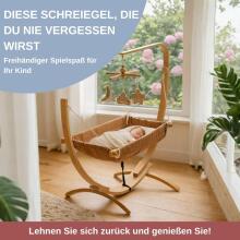Hammock with Wooden Frame Art.101082 Beige Children's hammock with a wooden frame - an ergonomic hanging lounger 66 x 150 cm for children 3-5 years old